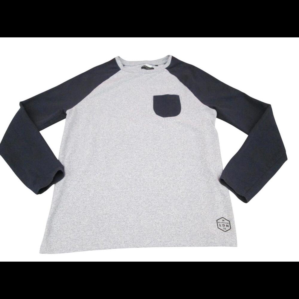 Brave Soul London Mens Size Large Navy Raglan Long Sleeve T-Shirt